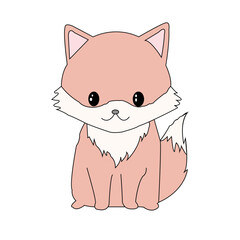 Cute cartoon fox set. Funny red fox collection. Emotion little animal. Cartoon animal character design. Flat vector illustration isolated on white background.