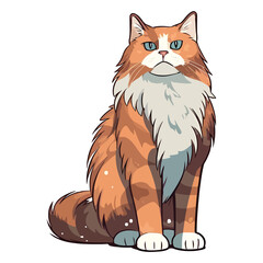 Obraz premium Pawsome Portrait: Captivating 2D Artwork of a Cute Maine Coon