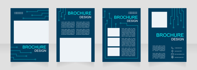 Eco friendly digital network building blank brochure design. Template set with copy space for text. Premade corporate reports collection. Editable 4 paper pages. Arial, Myriad Pro fonts used