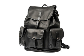 Naklejka premium Black Backpack On Isolated Transparent Background, Png. Generative AI