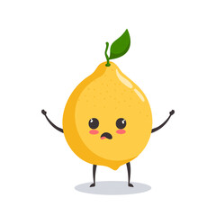 Vector illustration kawaii  lemon scared and shocked.