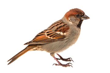 Fototapeta premium Sparrow Bird On Isolated Transparent Background, Png. Generative AI
