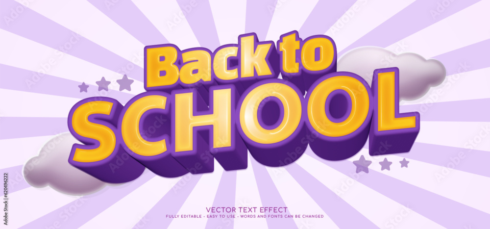 Poster 3d text back to school with editable style effect