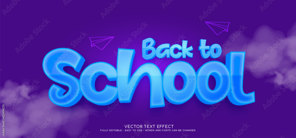Poster 3d text back to school vector background with editable style effect