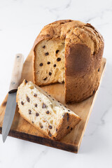 Christmas cake panettone on marble background