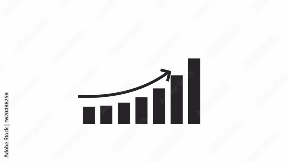 Aufkleber slowly increase graph bw 2d object animation