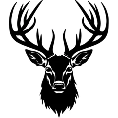 Fototapeten Deer Head Silhouette Hand Drawn Vector Illustration. Elk Symbol Graphic Element © Creative Journey