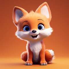 Baby Fox on solid colored background