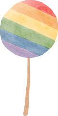 Watercolor rainbow lollipop