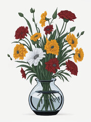vase of flowers clipart white background