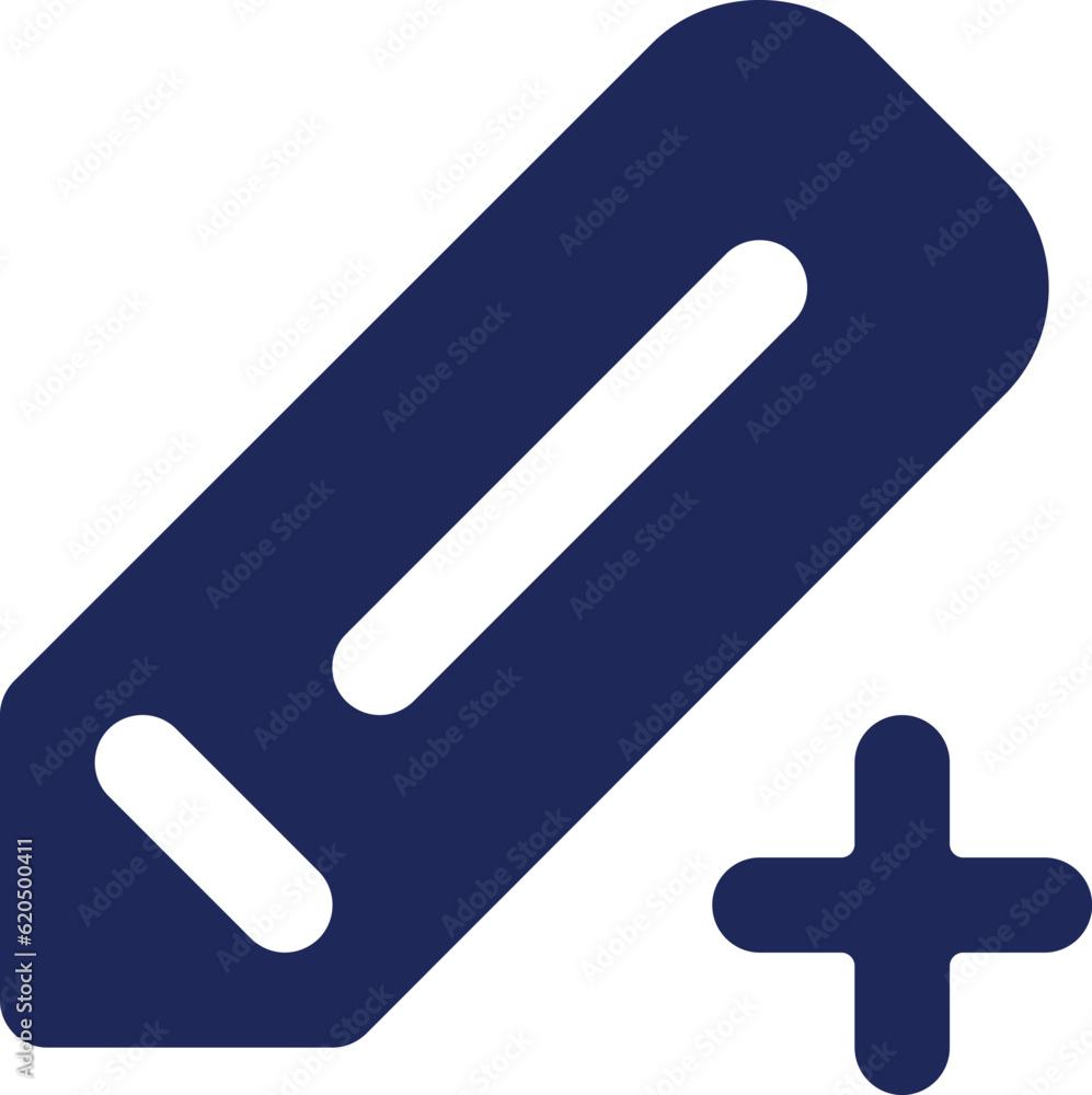 Poster pencil and plus black glyph ui icon. create new drawing. editing and correcting. user interface desi