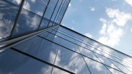 Fototapeta na wymiar 3d rendering of office glass building, modern architecture.