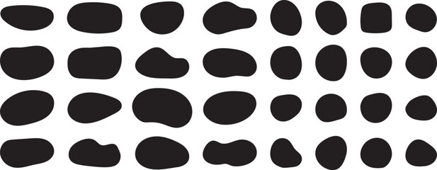 ゆるいフレームセット　抽象的　シェイプ	かわいい　流動体　黒