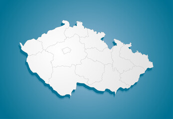 Creative map country Czech divided on regions