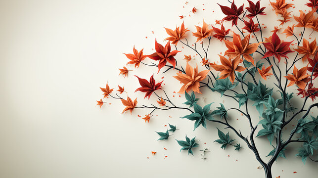 maple leaf red autumn tree copy space