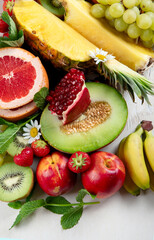 Fresh fruits. Juicy fruits variety natural nutrition.