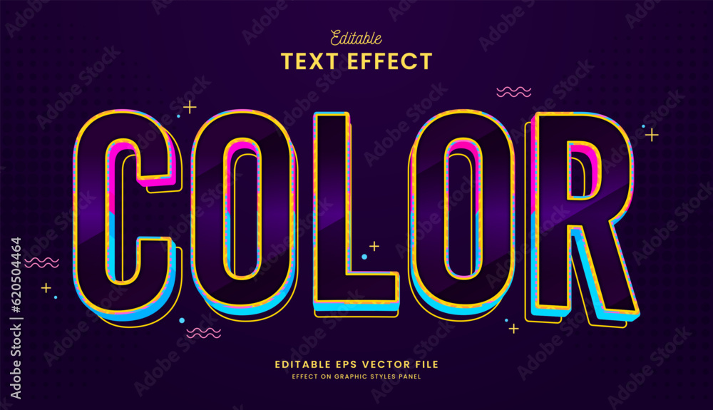 Poster decorative editable memphis text effect vector design
