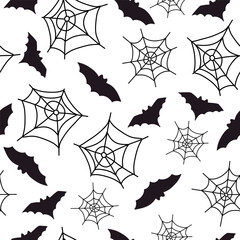 Halloween seamless pattern. Vector endless background. Cartoon flat style.