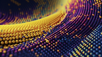 Abstract Futuristic Modern Wave Dots Background or Wallpaper in Vivid Purple, Yellow, and Blue Hues - 3D Texture and Neon Shimmer - Mermaid Scales Effect - Generative AI