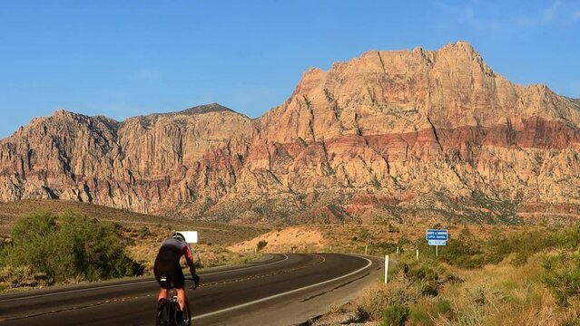 Summer cycling at Red Rock Canyon Conservation Area near Las Vegas Nevada