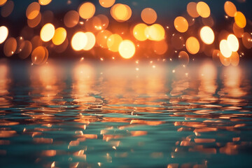 Water and city lights out of focus. Bokeh effect. Generative AI. - 620505896