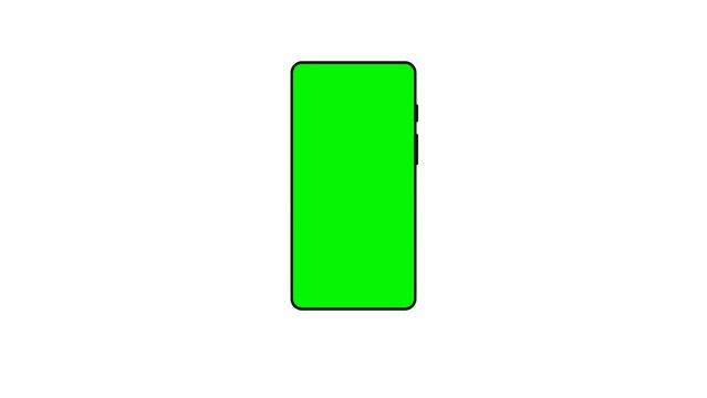 Smartphone animation with green screen isolated on white background