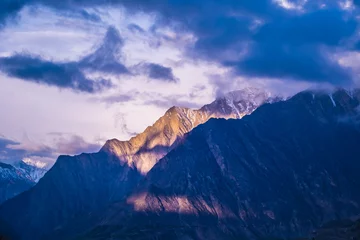 Fotobehang Nanga Parbat Sunrise light Over Mountain Peaks in Hunza Valley, Pakistan