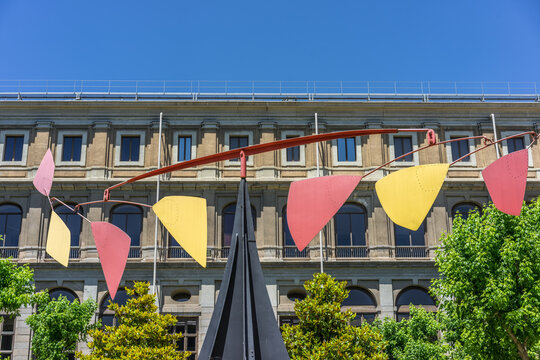 Madrid, Spain - June 5, 2017: Carmen, mobile Scultpture made by Alexander Calder. Located at the Inner courtyard of the National Museum Reina Sof&iacute;a Art Center (MNCARS)