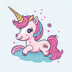 Obraz na płótnie Canvas vector illustration. cute cartoon unicorn on a white background