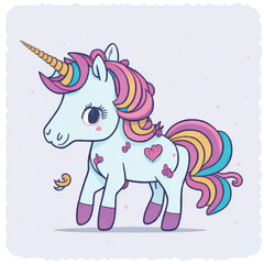 vector illustration. cute cartoon unicorn on a white background