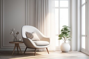 Elegant 3D interior features a white armchair Generative AI