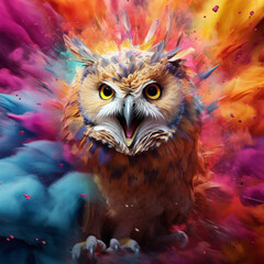 Holi owl! Owl in the color run.
Generative AI