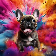Holi puppy! Puppy in the color run.
Generative AI