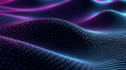 Abstract Futuristic Modern Wave Dots Background or Wallpaper in Vivid Purple and Blue Hues - 3D Texture and Opalescent Shimmer - Rolling Waves Effect - Generative AI