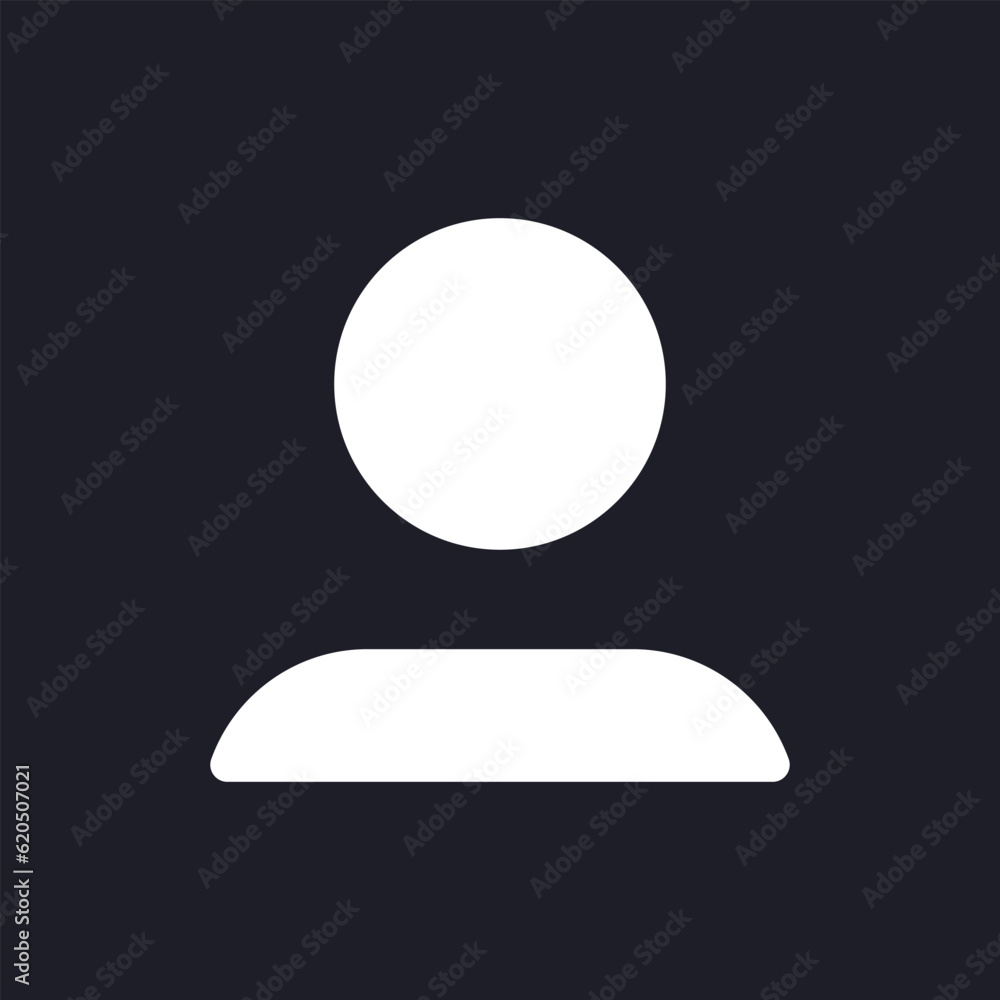 Poster account avatar dark mode glyph ui icon. personal page of site user. user interface design. white sil