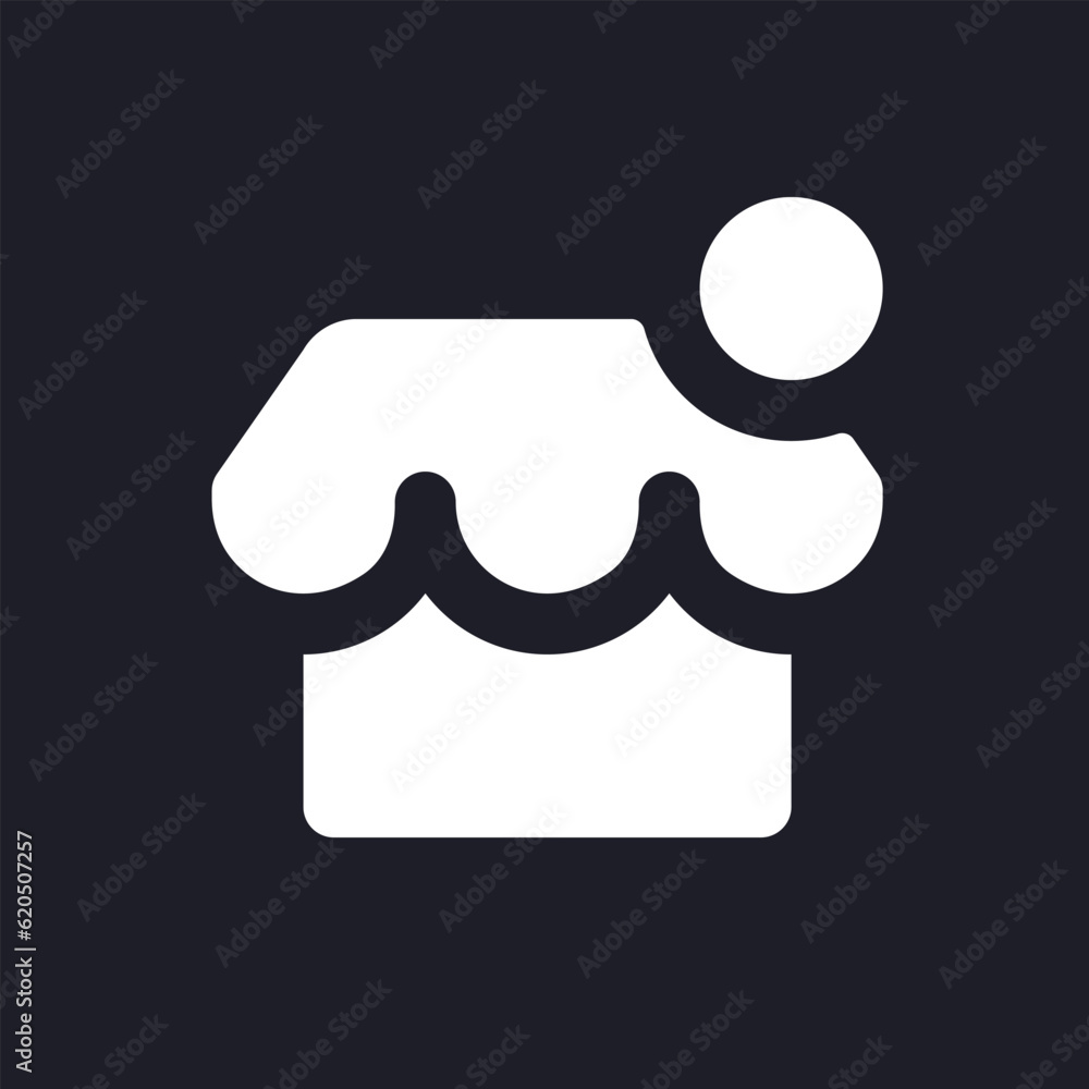 Poster online shop notification dark mode glyph ui icon. business on internet. user interface design. white