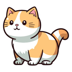Purrfectly Captured: Cute Cat Manx in a Charming Illustration