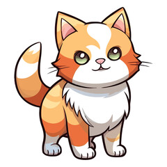 Obraz premium Purrfectly Captured: Cute Cat Manx in a Charming Illustration