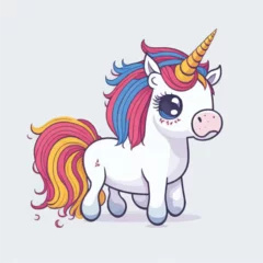 Tuinposter vector illustration. cute cartoon unicorn on a white background © Jacky