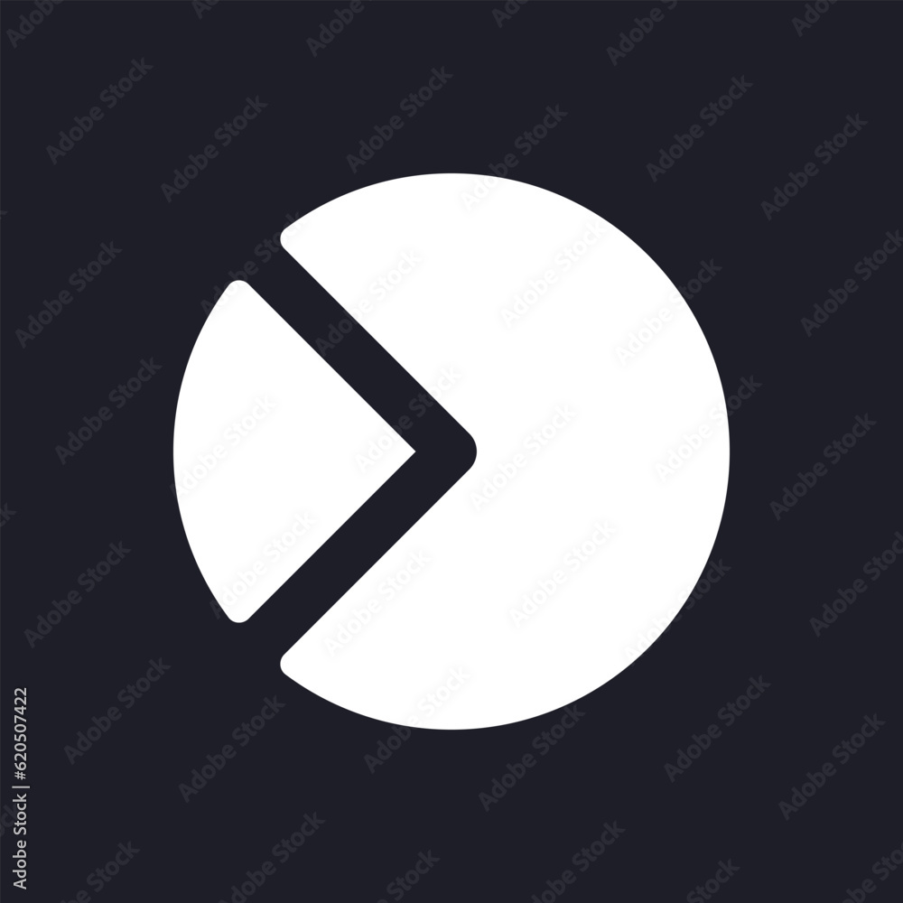 Poster segment chart dark mode glyph ui icon. online data analysis tool. user interface design. white silho