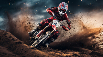 Motocross rider in action. Motocross sport. ai generative