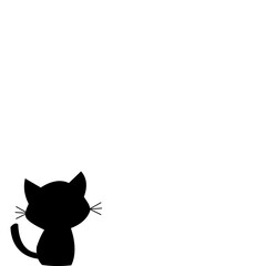 Black cat on white background for background and texture concept 