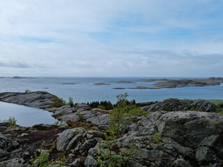 majestic overview on the Vega island in northern norway, popular tourist location