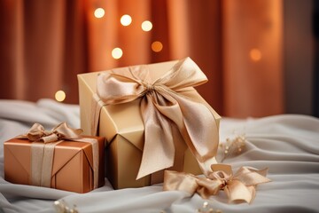 Realistic luxury gift box with ribbon Generative AI