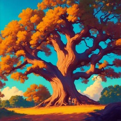 Obraz na płótnie Canvas big oak illustration
