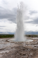 Fototapeta na wymiar Iceland - 06.30.2023: Strokkur geyser erupting