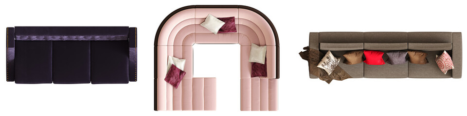 sofa isolate on a transparent background, interior furniture, 3D illustration, cg render