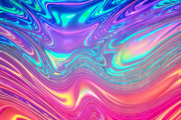 Obraz premium Abstract background fluid waving, holographic color, glossy and glowing, Iridescent Texture. - Generative AI