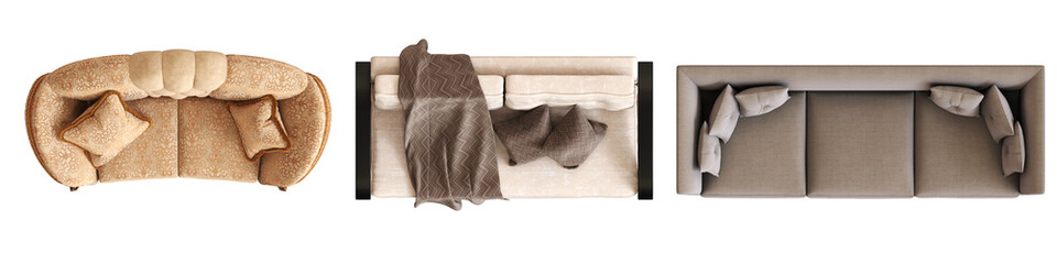 sofa isolate on a transparent background, interior furniture, 3D illustration, cg render