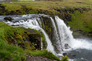 Kirkjufellsfoss waterfall in Iceland in summer